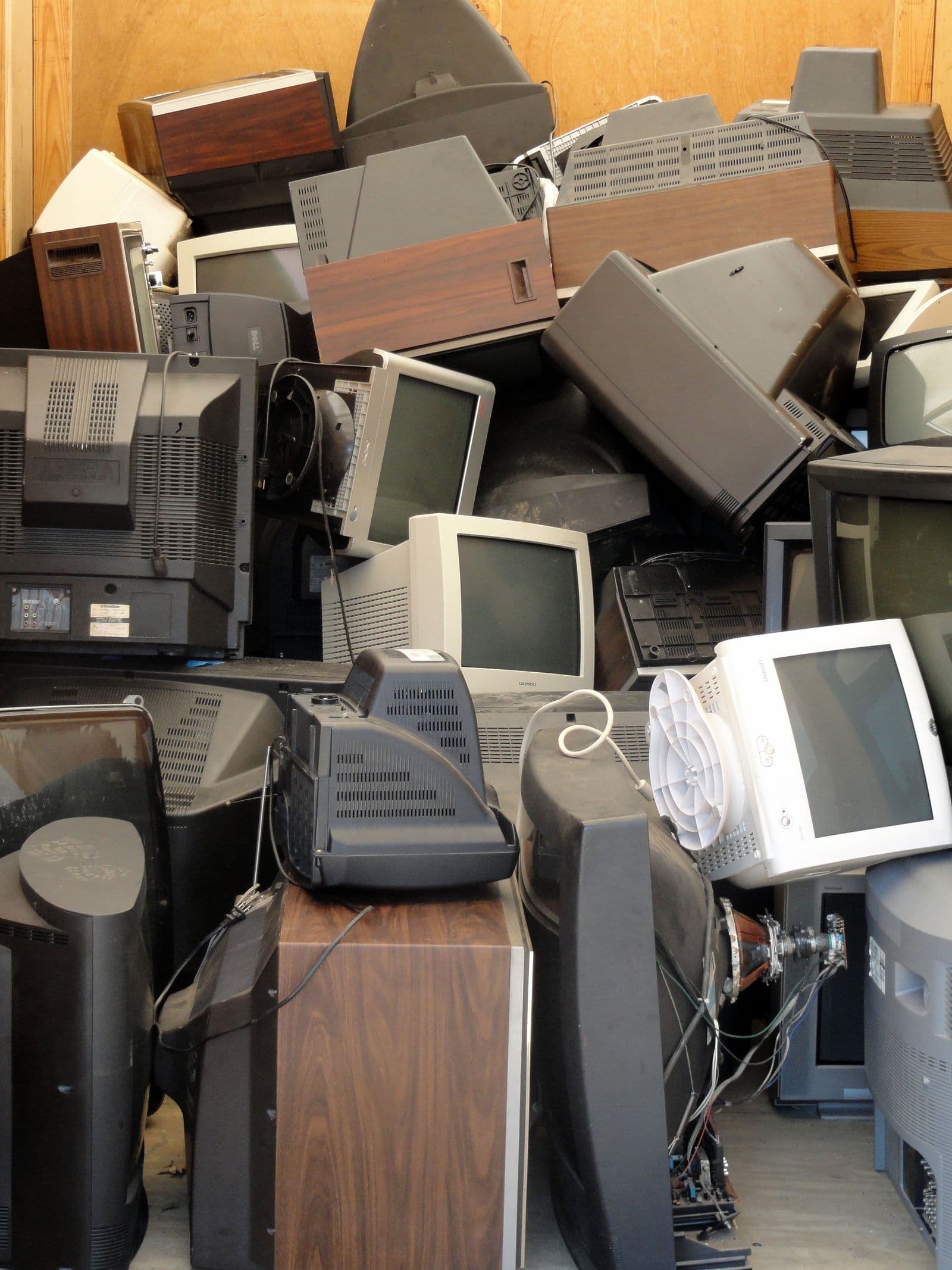 Stockpiled electronic waste awaiting processing